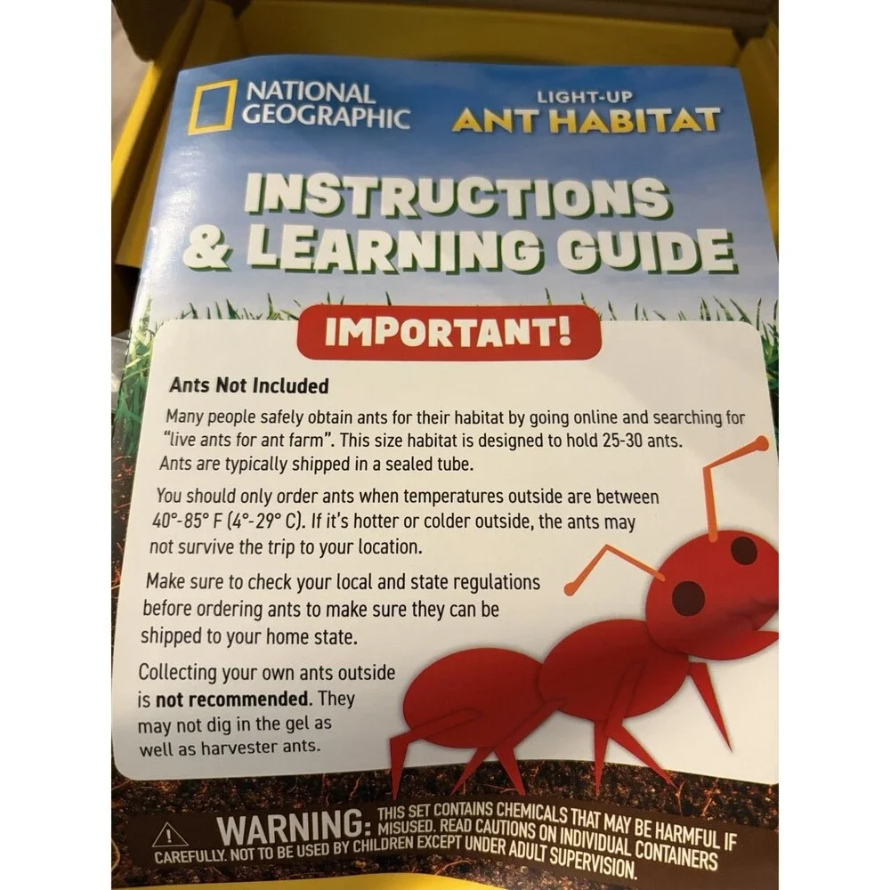 National Geographic Ant Habitat Kit Light Up Ant Farm Terrarium Science Learning